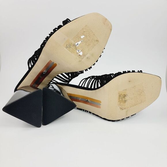 Sam Edelman Laurette Square Toe Black Strappy Block Heels Size 9.5 - Picture 8 of 11